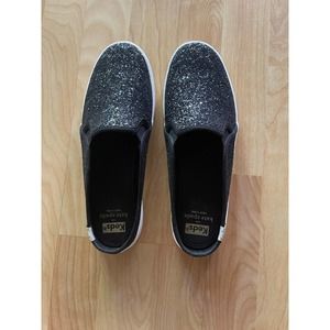 Kate Spade for KEDS Black Glitter Slip On Sneakers Sz 8